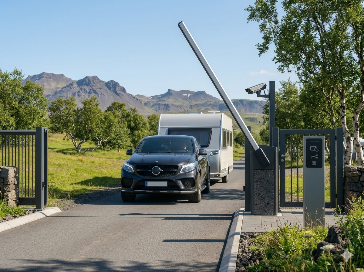 Bómuhlið við innakstur